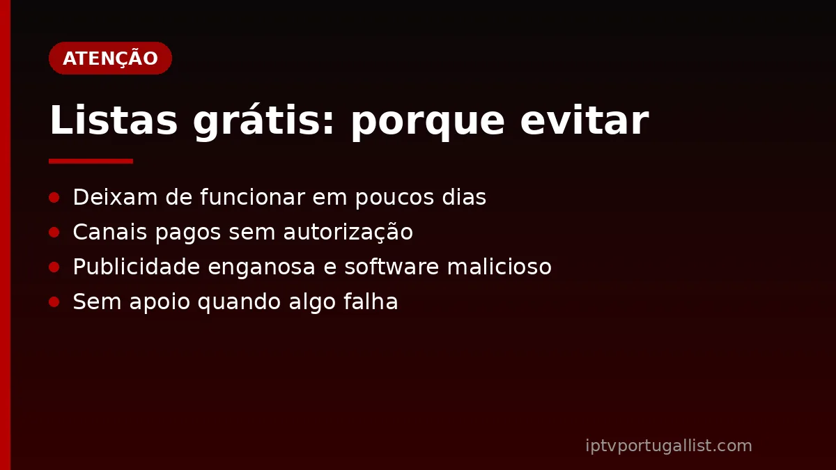 Riscos das listas M3U IPTV Portugal grátis