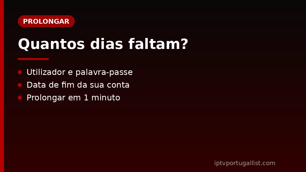 Prolongar a subscrição IPTV: veja quantos dias faltam