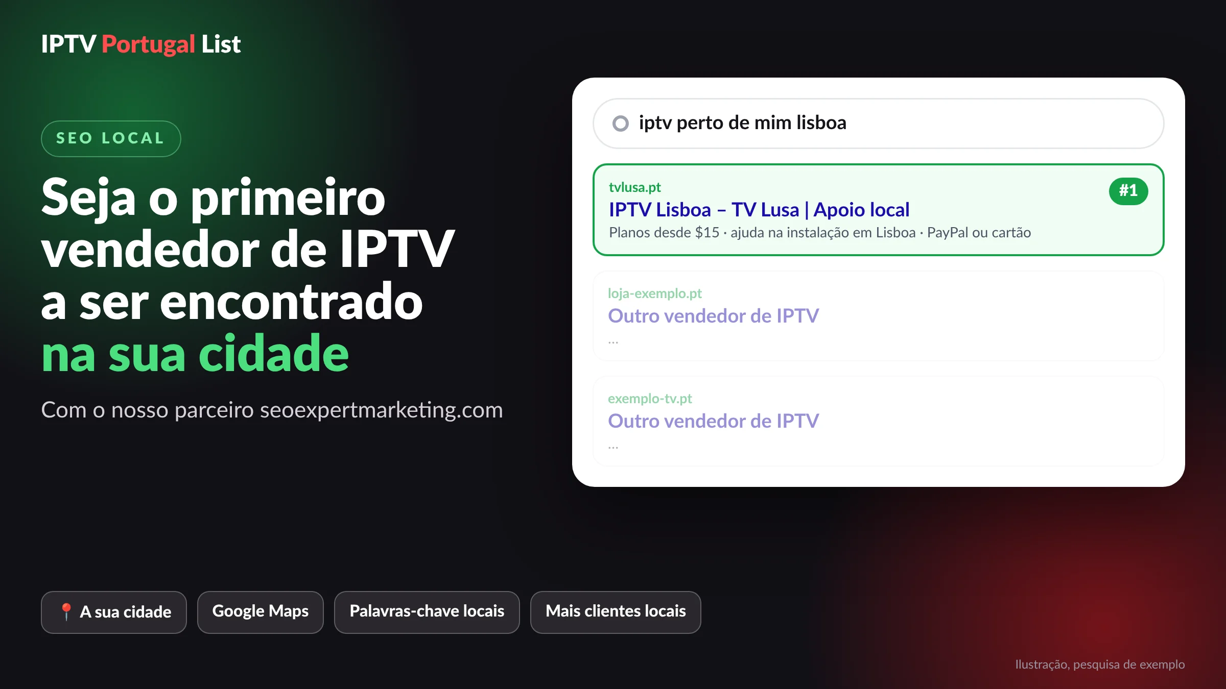 SEO IPTV local para revendedores: fique em primeiro na sua cidade com o seoexpertmarketing.com